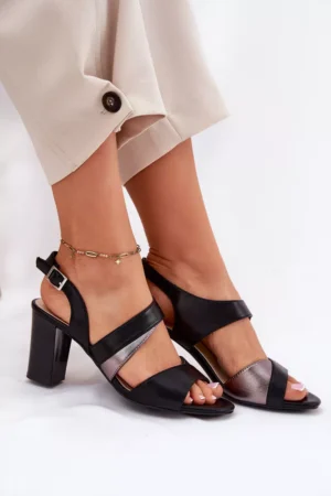 Sieviešu sandales ar papēžiem Sergio Leone SK866 Melna