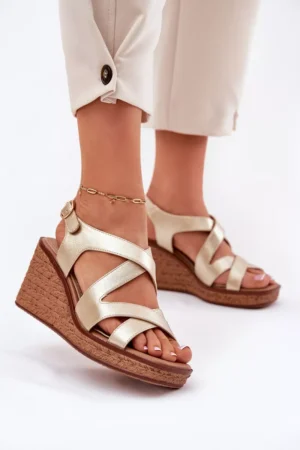 Sieviešu sandales ar papēdi Sergio Leone SK223 Zelta