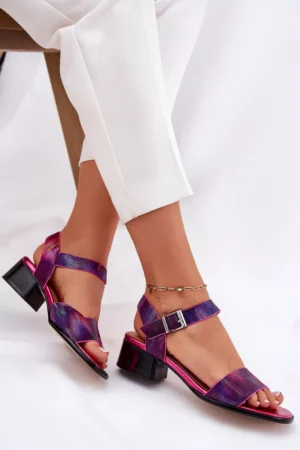 Sieviešu ādas sandales ar papēžiem Maciejka 06551-15 Fuksija
