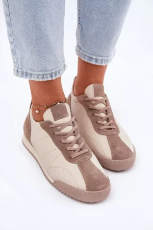 Sieviešu ādas sporta apavi, smilškrāsas Laura Messi 2935