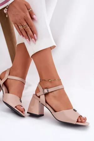 Sieviešu sandales ar papēžiem Vinceza 62235 Bēša