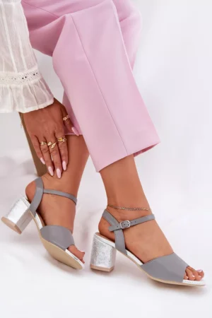 Sieviešu sandales ar papēžiem Vinceza 20275 pelēkas