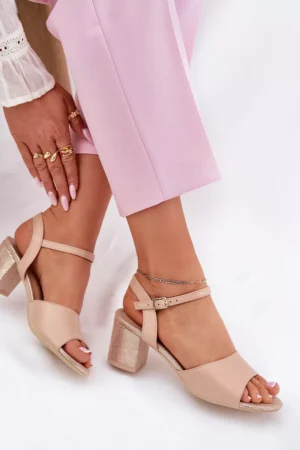 Sieviešu sandales ar papēžiem Vinceza 20275 Bēša