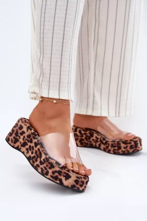 Sieviešu sandales ar caurspīdīgu siksnu uz papēža panters Meltiana