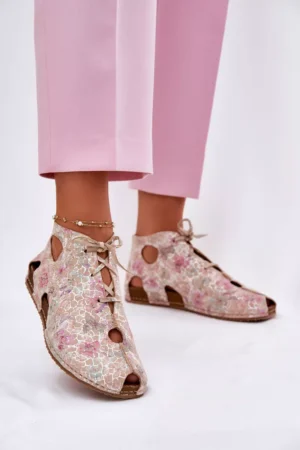 Rakstainas ādas potītes zābaki Maciejka 03426-48 smilškrāsas