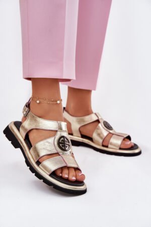 Ādas sieviešu sandales ar dekoratīviem elementiem Artiker 56C0691 Melna