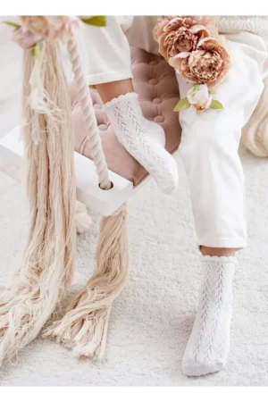 Bērnu atvērtā tipa zeķes Ecru