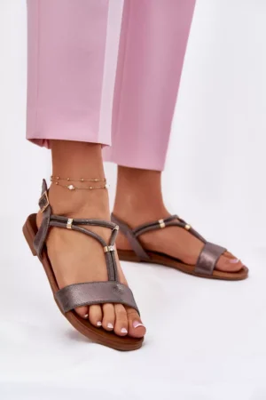 Sieviešu plakanās sandales ar siksnām S.Barski KV51-120 Grafīts