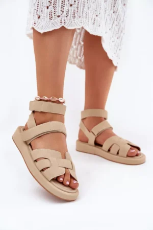 Sieviešu sandales ar Velcro līmlenti, krāsā smilškrāsā Uvissa