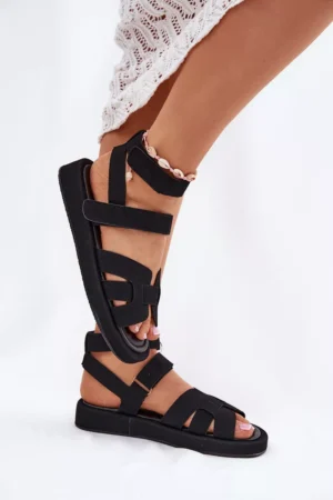 Sieviešu sandales ar Velcro melnā krāsā Uvissa
