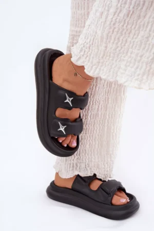 Putuplasta sieviešu platforma sandales melnā krāsā Falowena