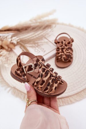 Meiteņu bērnu sandales no ekoloģiskās ādas Leopard Mariana