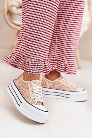 Zemu sieviešu sporta kurpes uz platformas rozā Melina