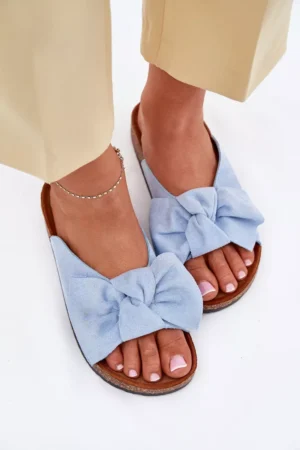 Sieviešu kurpes ar korķa zoli un lenti, zilas Seressa