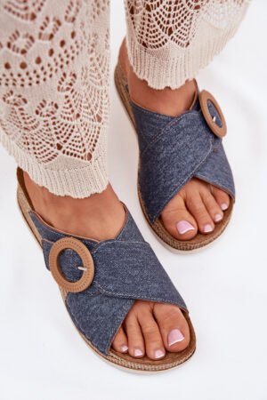 Sieviešu sandales ar dekoratīvu sprādzi Inblu RV000012 Zils