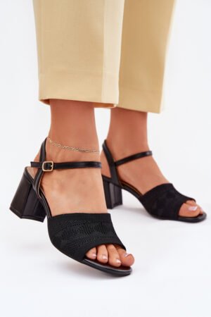Sieviešu sandales ar papēžiem, melnas Sarena