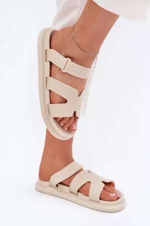 Sieviešu gumijas čības ar siksnu, smilškrāsas Tavirae