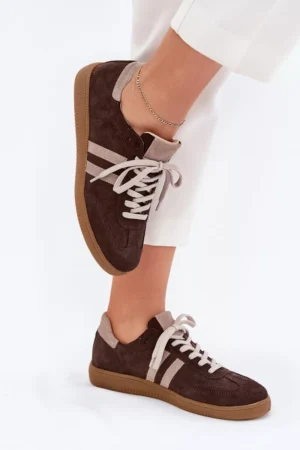 Zazoo N1068 Zābaki no zamšādas sievietēm Šokolādes krāsā