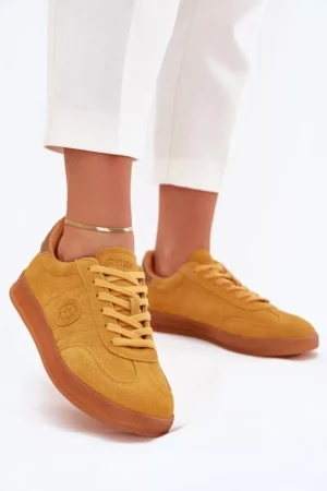 Sieviešu zamšādas sporta kurpes Big Star RR274846 HI-POLY SYSTEM Dzeltenas