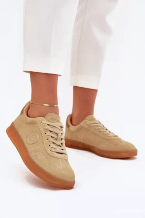 Sieviešu zamšādas sporta kurpes Big Star RR274849 HI-POLY SYSTEM smilškrāsas