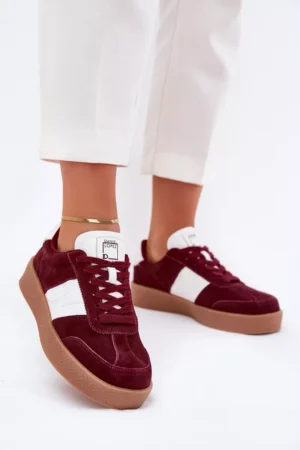 Zamšādas sieviešu sporta kurpes Daniel Lopez SS2D4023 Burgundy