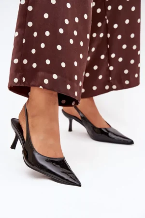 Lakotas augstpapēžu kurpes ar atvērtu papēdi, melnas Talira