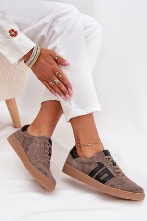 Sieviešu zamšādas sporta kurpes Vinceza 79557 Tumši smilškrāsas