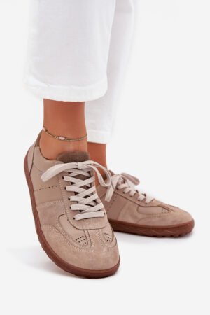 Sieviešu ādas sporta kurpes Barefoot Zazoo N1277S2 smilškrāsas