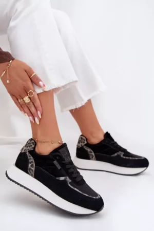 Sieviešu zamšādas sporta kurpes Big Star OO274A312 HI-POLY SYSTEM Black Panther