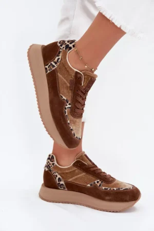 Sieviešu zamšādas sporta kurpes Big Star OO274A313 HI-POLY SYSTEM Brūnas leoparda raksts