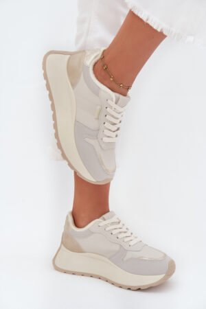 Siltas sieviešu platforma sporta kurpes Big Star SS274008 HI-POLY SYSTEM gaiši smilškrāsas