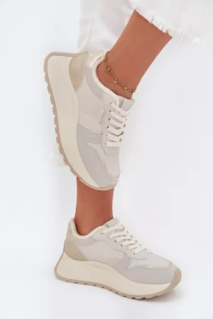 Siltas sieviešu platforma sporta kurpes Big Star SS274008 HI-POLY SYSTEM gaiši smilškrāsas