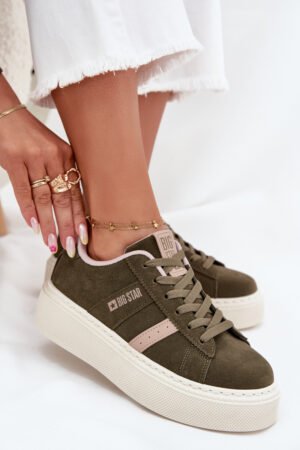 Sieviešu platforma sporta kurpes Big Star SS274349 Zaļas