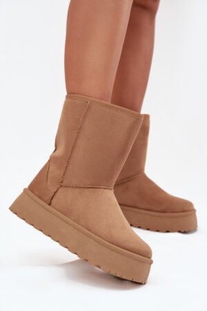 Sieviešu siltināti sniega apavi ar kažokādu Camel Abrams