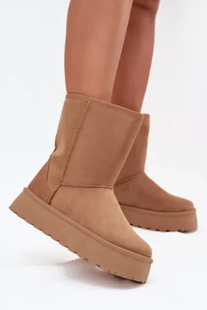 Sieviešu siltināti sniega apavi ar kažokādu Camel Abrams