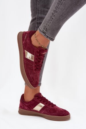 Zamšādas sieviešu sporta kurpes Vinceza 14029 Burgundy