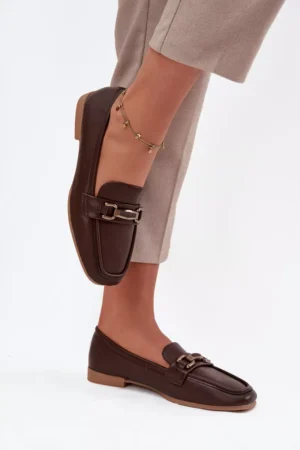 Sieviešu mokasīni ar dekoratīviem elementiem, brūni Priscelle