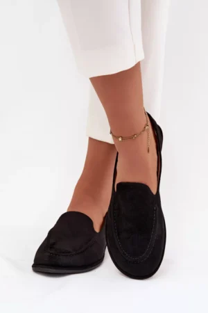 Sieviešu ekoloģiskās zamšādas melnās mokasīnas Miryelle