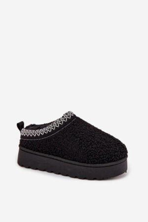 Bērnu un jauniešu sniega zābaki ar aitas kažokādu, melnā krāsā Selathiel