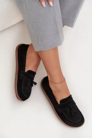 Ādas zamšādas mokasīni Barefoot Type Zazoo 322 Black