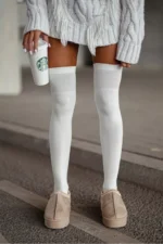 Sieviešu kokvilnas vienkrāsainas zeķbikses Ecru