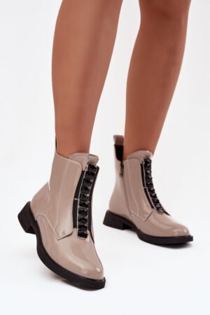 Lakotas sieviešu potītes zābaki no īstas ādas D A MR52 108 smilškrāsas