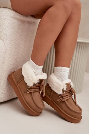 Sieviešu sniega zābaki no dabiskas zamšādas D.Franklin DFSH375006 Kamieļu krāsā