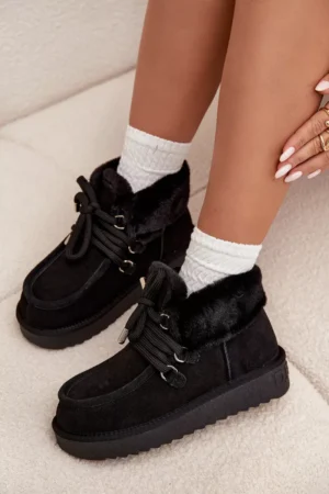 Sieviešu sniega zābaki no dabiskā zamšāda D.Franklin DFSH375006 Melni