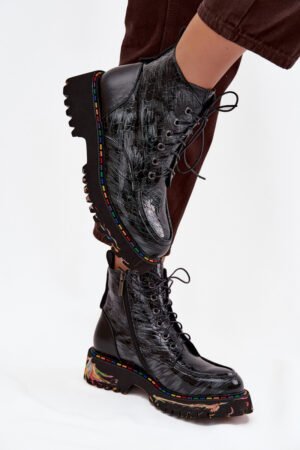 Ādas lakādas sieviešu potītes zābaki Artiker 57C0065 pelēki