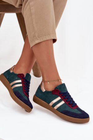 Zazoo N1068 Zābaki no zamšādas sievietēm, pudeles zaļā krāsā