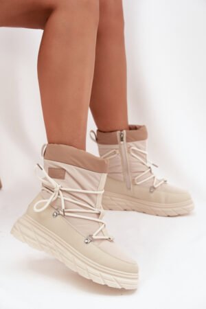 Sieviešu sniega zābaki ar rāvējslēdzēju Lee Cooper LCJ 25 44 3931 Bēša krāsas sieviešu sniega zābaki