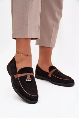 Mokasīni Loafers Sievietēm Eco Suede Black Darwen