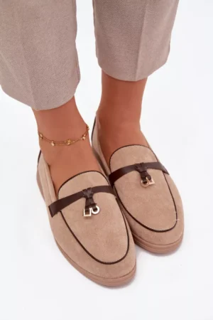 Mokasīni Loafers Dāmu Eco Suede Beige Darwen