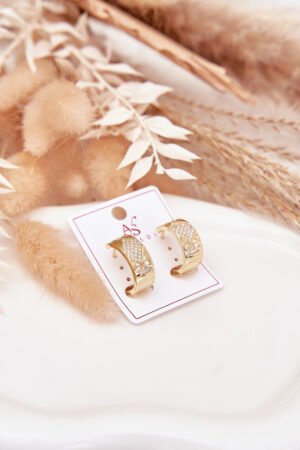 Sieviešu auskari no ķirurģiskā tērauda ar cirkoniju un zeltu